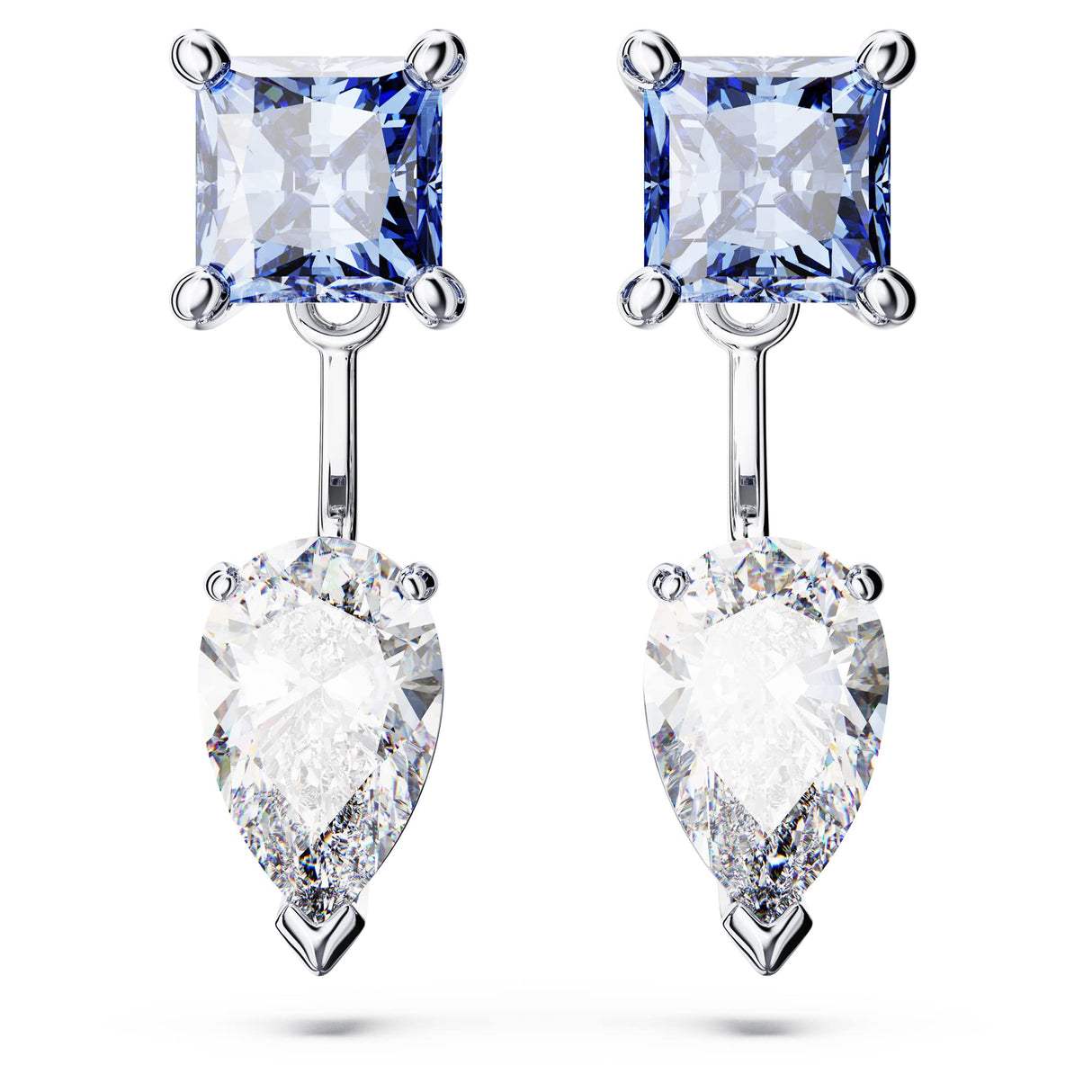 Swarovski Mesmera Earring Jackets, Blue and Clear Mixed-Cut Stones in a Rhodium Finished Setting, Part of the Swarovski Mesmera Collection