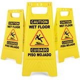 XPCARE 24 Inches Caution Wet Floor Sign, 3PCAK Yellow Bilingual Double-Sided Safety Warning Signs,A Frame Safety Wet Floor Signs Commercial