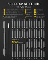 Fanttik E2 Ultra Electric Screwdriver, 0.6N.m Mini Screwdriver Set, 50 Magnetic Bits, 5/32'' Precision Screwdriver for Laptop, PC, Phone, 3D Printer, RC Cars, Electronics Repair Tools for Dad (White)