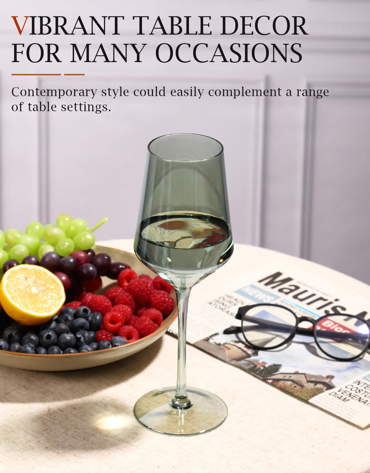 comfit Colored Wine Glasses Set of 6-15 oz Hand-blown Lead-free Crystal - Birthday Wedding Housewarming Christmas Gifts for Wine Lovers Women, Mom, Wife, Friend, Sister, Daughter