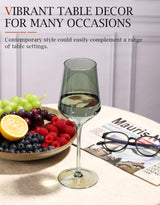 comfit Colored Wine Glasses Set of 6-15 oz Hand-blown Lead-free Crystal - Birthday Wedding Housewarming Christmas Gifts for Wine Lovers Women, Mom, Wife, Friend, Sister, Daughter