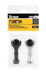 Titan 11332 2-Piece 1/4-Inch Drive x 2-1/4-Inch 90-Tooth Swivel Head Nano Ratchet and Ratcheting Bit Driver Set