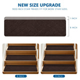 Stair Treads for Wooden Steps, 15 Pack 9" X 30" Non Slip Carpet Stair Treads Indoor with Reusable Adhesive for Kids Elders and Dogs, Surface Polyester TPR Backing Stair Runner Rugs, Brown
