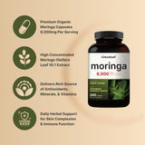 NatureBell 2 Pack Moringa Capsules 8000mg Per Serving, 480 Total Capsules | Green Superfood, Skin Health & Immune Support | Non-GMO, Gluten Free