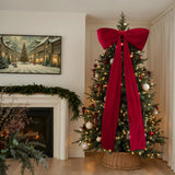 Christmas Decorations - Christmas Decor - 6 Ft Giant Bows for Christmas Tree - Big Red Velvet Bow for Tree Topper Window Wall Mantle - Indoor Home Room Party Valentines Xmas Decoration