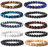 SONNYX 10PCS 8MM Tiger Eye Bracelet for Men Women