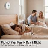2-in-1 Smoke & CO Detector, 10-Year Battery, LCD Digital Display, 85dB Buzzer, Easy Mount for Home Use