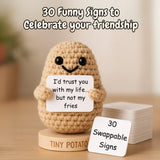 Funny Friendship Gift - Tiny Potato Crochet With 30 Sassy Messages for Women Friends Bestie Coworker Sister - Best Friend Birthday Gifts for Women, Emotional Support Encouragement Present Idea for Her