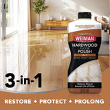 Weiman Wood Floor Polish and Restorer 32 Oz 3PC Bundle - High-Traffic Hardwood Floor, Natural Shine, Removes Scratches, Leaves Protective Layer