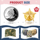 Fumete 100 Pcs Gold Star Lapel Pins, Independence Day Star Pins, Military Award Labor Day Brooches for Backpacks Hats 4th of July Costume Decoration