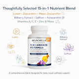 Neurobella Eye Formula, 15 in 1 Daily Eye Wellness Supplement with Lutein Zeaxanthin Bilberry & Vitamins, Clean Capsule Formula for Adult Wellness Routine (1)