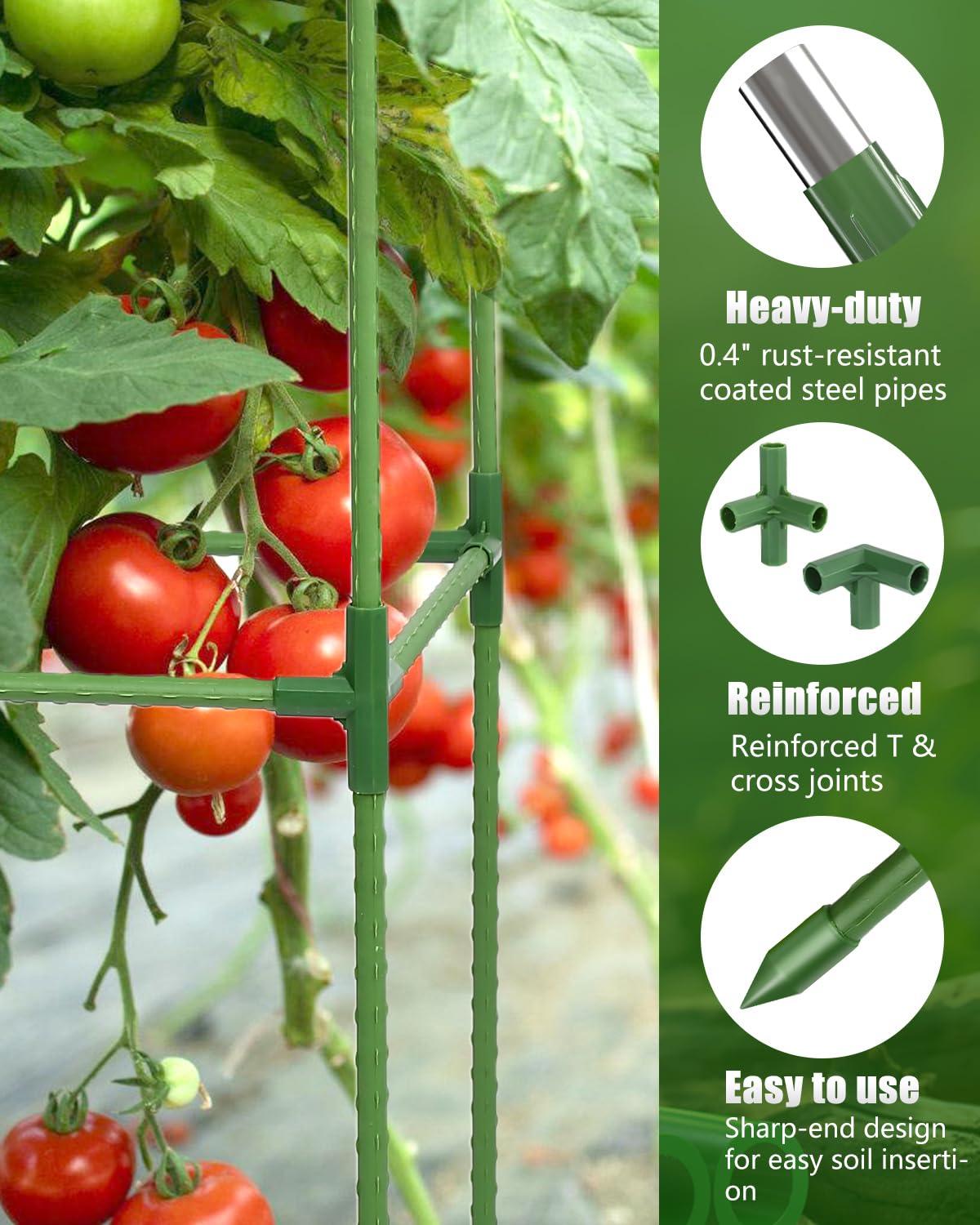3 Pack 47 Inch Heavy Duty Height Adjustable Square Tomato Cage