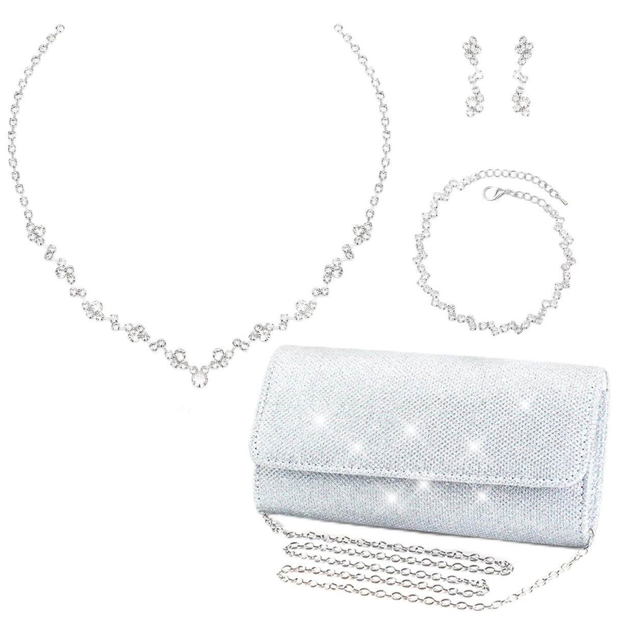 Aixiao Clutch Purse Jewelry Set Wedding Prom Evening Handbag Accessories