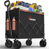 YACONA 360LBS Wagons Carts Foldable, 240L Lightweight Wagon with All Terrain Wheels, Collapsible Wagon Cart for Grocery, Camping, Beach, Garden & Sports