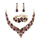 BriLove Wedding Bridal Jewelry Set for Women Bride Bridesmaid Deep Amethyst