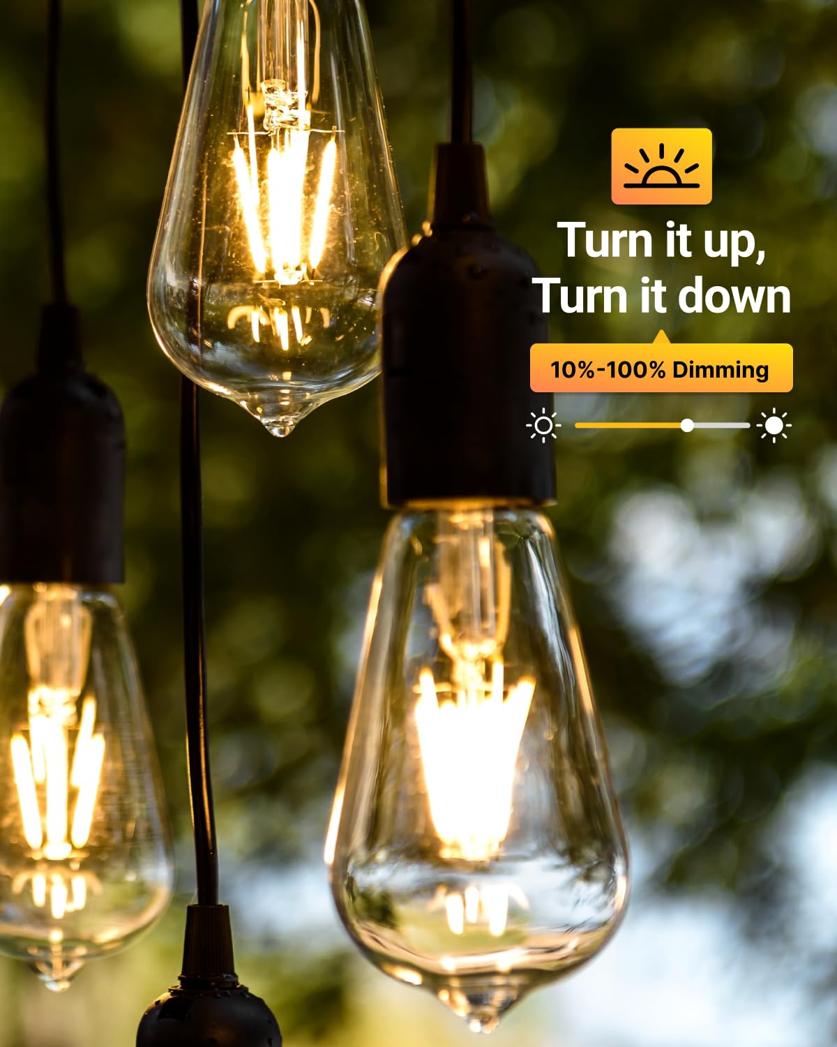 Dusk to Dawn LED Outdoor Lights Bulb, ST64 Edison Style Automatic Light Sensing Bulbs, 800 LM, 7W (60W Equivalent), 3000K Warm White, E26 Base UL 4 Pack