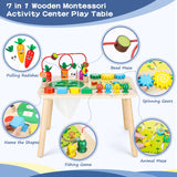 HEYLANDU Activity Table, Montessori Toys for 1 2 Year Old Girls Boy Gifts, 7 in 1 Wooden Sensory Play Table for Toddler 1 2 3, Learning Toys for Baby 12-18 Months 1st Christmas Birthday Gifts