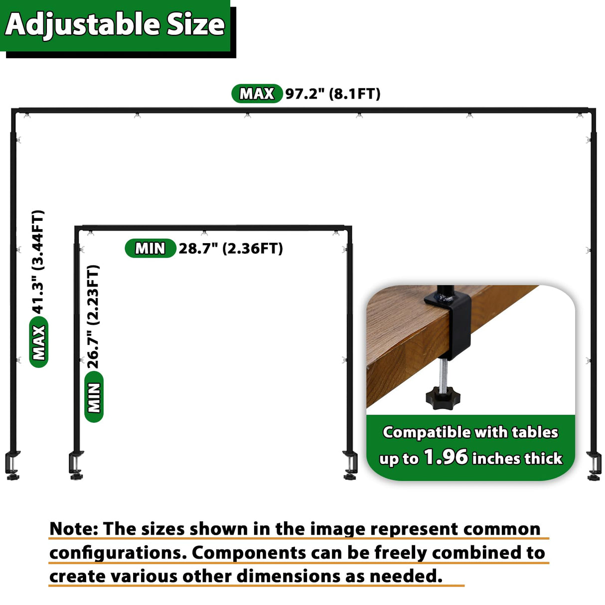 Over The Table Rod Stand with Clamps, Adjustable Metal Table Arch Stand