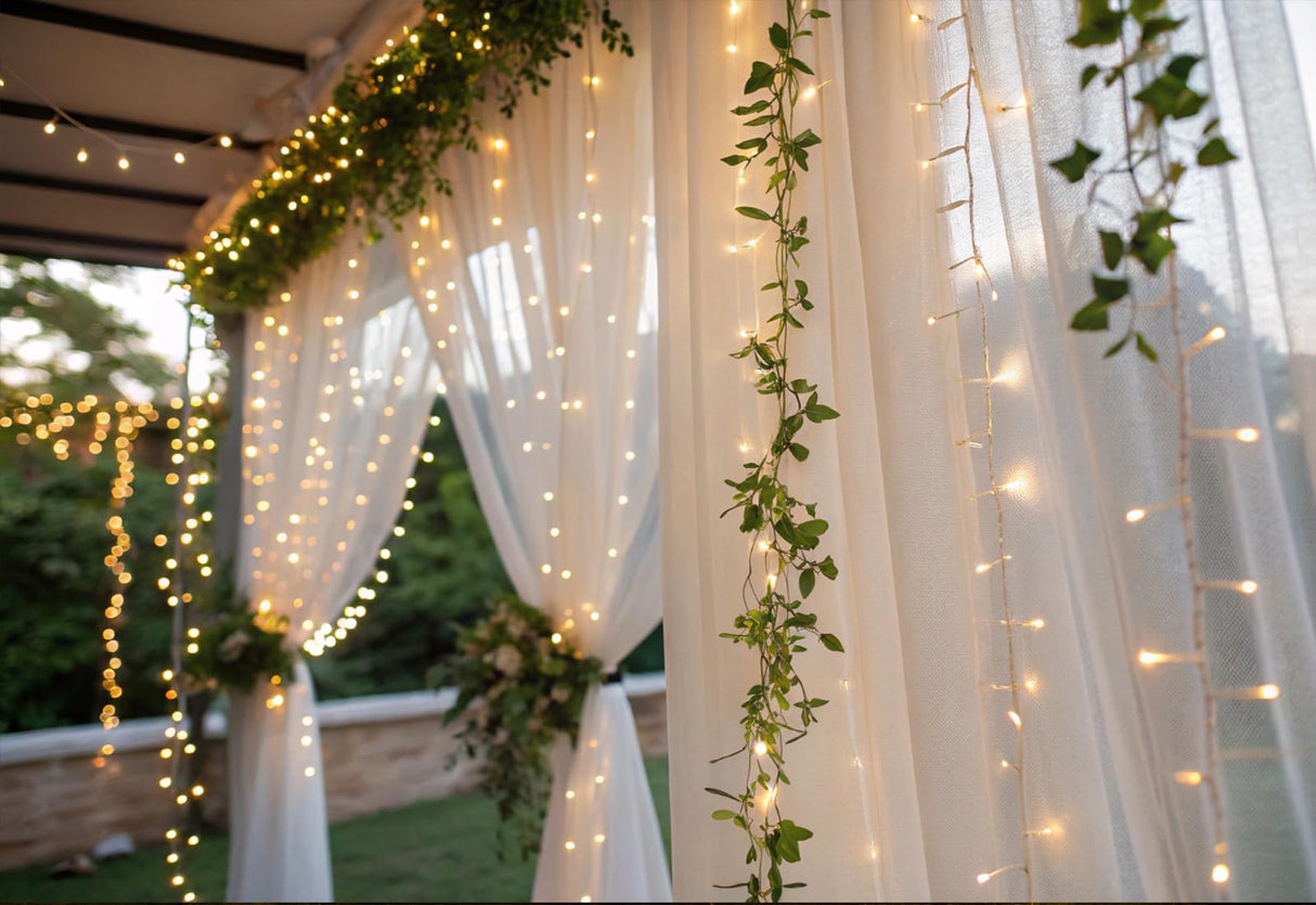 Solhice LED Curtain Lights Outdoor 20ft x10ft, 600 LED Plug in Hanging Christmas String Lights Indoor Bedroom, Twinkle Light Backdrop for Outside Wedding Decor, Warm White (Not Connectable)