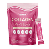 ZEBORA Multi Collagen Peptides Powder Packets with Hyaluronic Acid, Biotin, MCT - Hydrolyzed Collagen with 5 Billion Probiotics - Support Skin Hair Nail & Gut Health - 30 Stick Packs