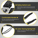 DISEN Wire Cutters Heavy Duty Cutting Up to 3/16", Metal Cable Cutters for Fence Thick Wire, Safety Lock, Spring Loaded, Non-slip Matte Handle, Chrome Vanadium Steel Jaw