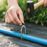 MySit 6 Inch 150 Pack U Shaped Galvanized Drip Irrigation Stakes 11 Gauge