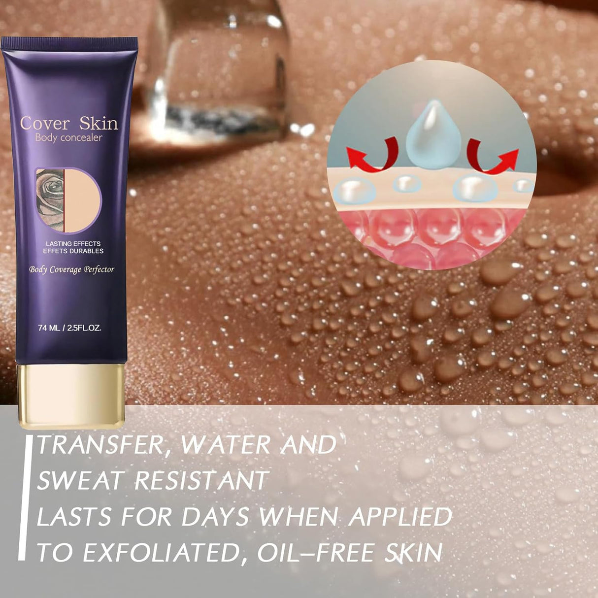 2 Pcs All Over Complexion Perfector,tattoo cover-up makeup waterproof, Transfer-Resistant Body Makeup, Body Coverage Perfector, Long Last Body Foundation