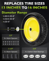 4.80/4.00-8 wheelbarrow tire, 16" Flat Free Solid Tire and Wheel, 2 Pack