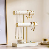 bussdis 2 Tier Bracelet Holder Display, Necklace Holder Organizer, Beige