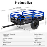 BILT HARD Heavy Duty 1500 lbs Capacity ATV Dump Cart, 11 Cu.Ft Tow Behind Garden Trailer, Pull Behind Yard Dump Trailer for Mowers, Tractor, ATVs