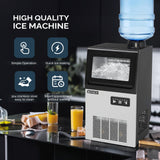 ROVSUN 90LBS/24H Ice Maker Machine with 2 Water Inlets, Freestanding & Countertop Ice Machine with 11lbs Storage Bin, Ice Scoop & Water Filter for Home Office Light Commercial Restaurant Bar Cafe Use