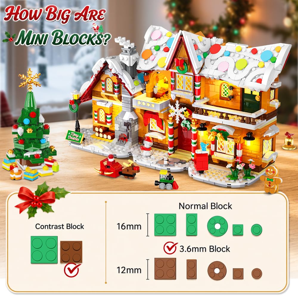 3-in-1 Advent Calendar 2026 Gingerbread House Mini Building Set with Lights