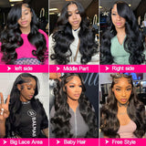 Leicymens 28 INCH 13x6 Lace Front Wigs Human Hair Body Wave Lace Front Wigs Human Hair Pre Plucked With Baby Hair Glueless Wigs For Black Women Hd Lace Front Wigs 180% Density