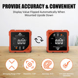 Digital Angle Finder with Laser, 4-side Magnetic Digital Angle Gauge, Rechargeable Mini Digital Laser Level Measuring Tool Cube Inclinometer with Backlight for Woodworking Tablesaw Gift for Men Orange