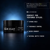 BlackMask Hair Clay for Men, Strong Hold Hair Styling Clay, 3.52oz (1 Pack)