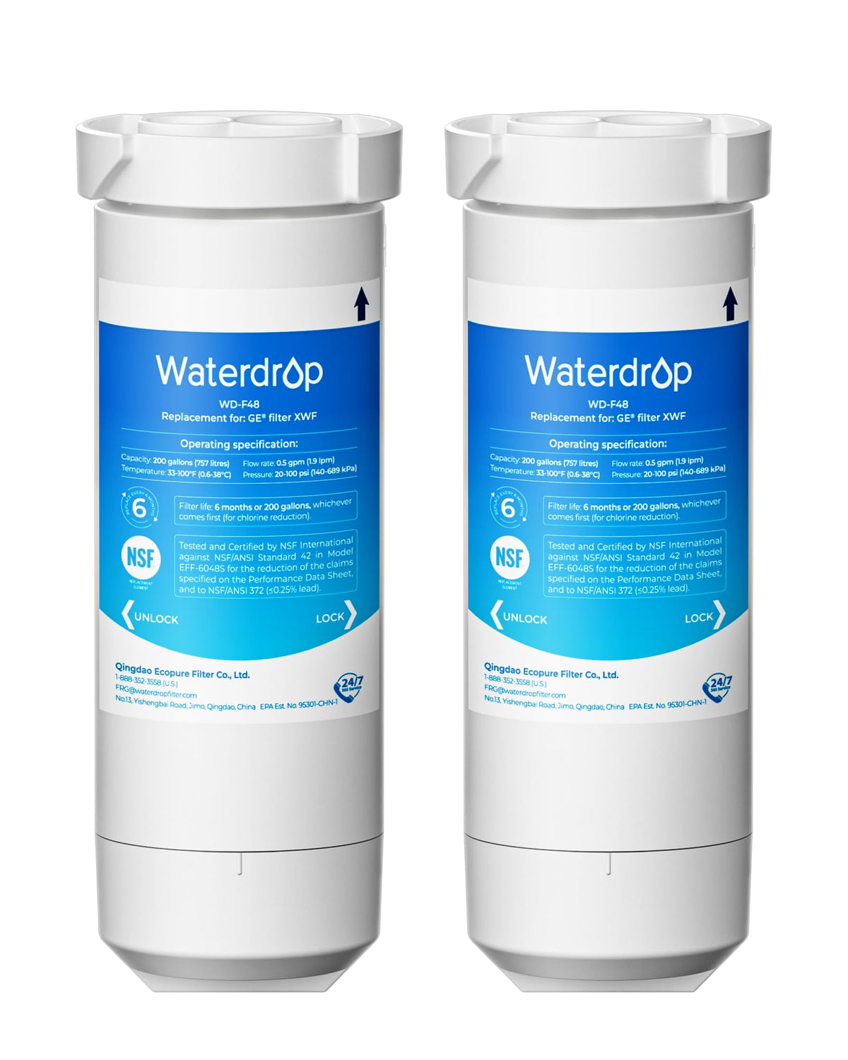 Waterdrop XWF Refrigerator Water Filter, Replacement for GE® XWF, WR17 ...