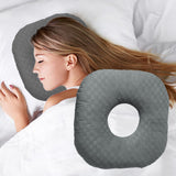 Wuronsa Ear Piercing Pillow for Side Sleepers, Pillow with an Ear Hole for CNH and Ear Pain Ear Inflammation Pressure Sores, O-Shaped Side Sleeping Pillow, Ear Guard Pillow (Dark Gray)