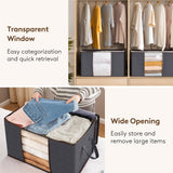 Lifewit 6 Pack Clothes Storage Bins with Lids, Foldable Blanket Storage Bags with Zippers, Clear Window and Reinforced Handles, Closet and Organization for Clothing, Sweater, Comforter, Bedding