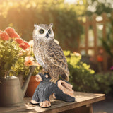 Ovewios Owl Garden Statue - Perching Forest Owl on Stump Resin Figurine for Home Indoor Outdoor Garden Patio Yard Decor