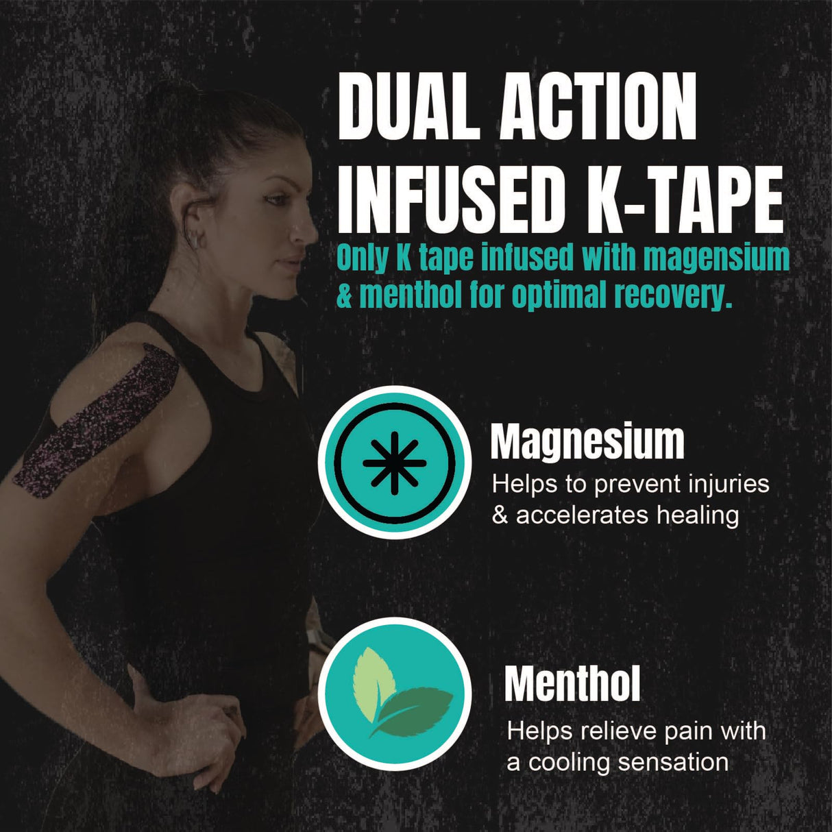 Heali Kinesiology Tape with Magnesium and Menthol, 20 Pcs Precut Strips, K Tape Roll, Knees, Physical Therapy Sports Tape for Muscle and Joint Pain Relief, Water Resistant, Pink Splatter