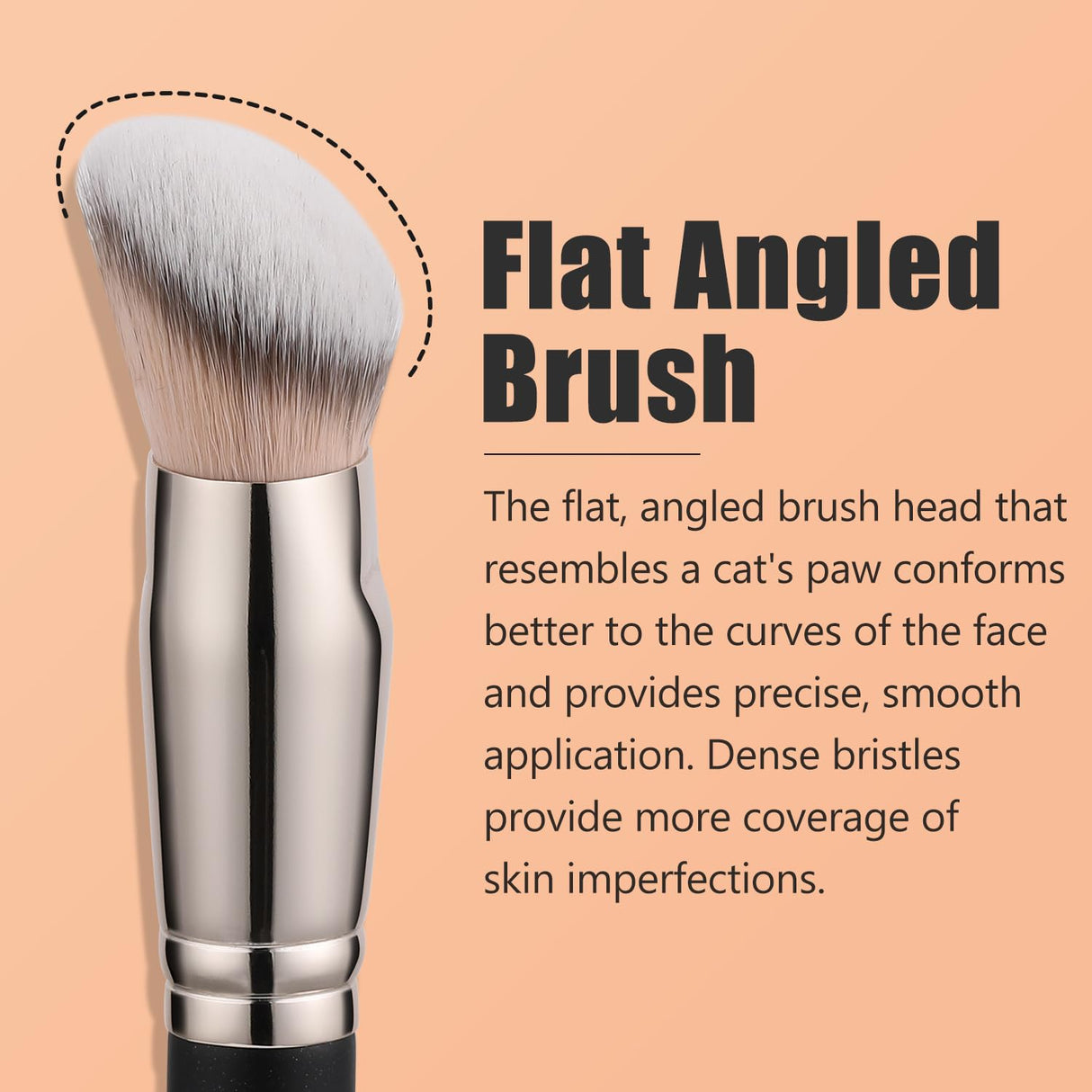 TEOYALL Flat Angled Brushes, Flawless Foundation Brush Under Eye Concealer Brush Bronzer Brush with Liquid Cream Powder
