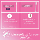 Natureland Personal Suppository Applicators for Women, Individually Wrapped Disposable Applicators with Silky Smooth Comfort Tip, Daily Intimate Care Tool (Small tip applicators, 40 Count (Pack of 1))