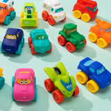 JOYIN Cartoon Cars, Soft Rubber Toy Car Set, Mini Vehicles, Bath Toy Car for Toddlers, Christmas Great Gift for Boys and Girls, Summer Beach and Pool Activity, Party Favors for Kids