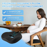 Donut Pillow, Hemorrhoid Pillow for Sitting, Donut Pillow for Tailbone Pain Relief Cushion, Two Humps Hip Comfortable Design, Doughnut Pillow, Butt Pillows for Postpartum Pregnancy, L Size-Black