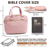 Bible Cover Case for Women, Large Bible Bag Bible Study Supplies Accessories Journaling Kit with Highlighters Tabs, Quilted Book Carrying Cases with Shoulder Strap, Christmas Christian Gifts for Women
