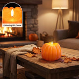 ARIKJ Fall Decorations for Home, Large Flameless Pumpkin Candle, Orange