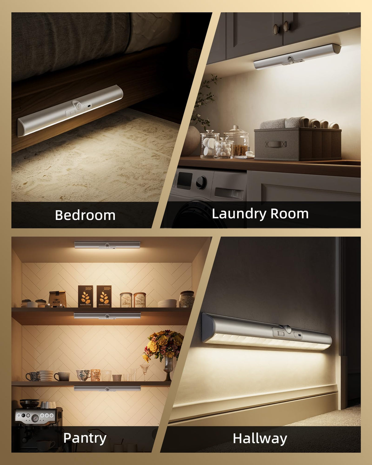 EZVALO 13-inch Motion Sensor Closet Lights, 2 Pack Rechargeable LED Lights with Rotatable Sensor, Glare-Free, 3 Color Temps & Dimmable, Magnetic Cabinet Lighting for Closet, Pantry, Stairs