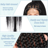 Fecihor 36" Knotless Braided Wigs Lace Front Box Braids Lace Frontal Wig for Women Human Hair Blended Black Hand Full double lace Braid Wig With Baby Hair