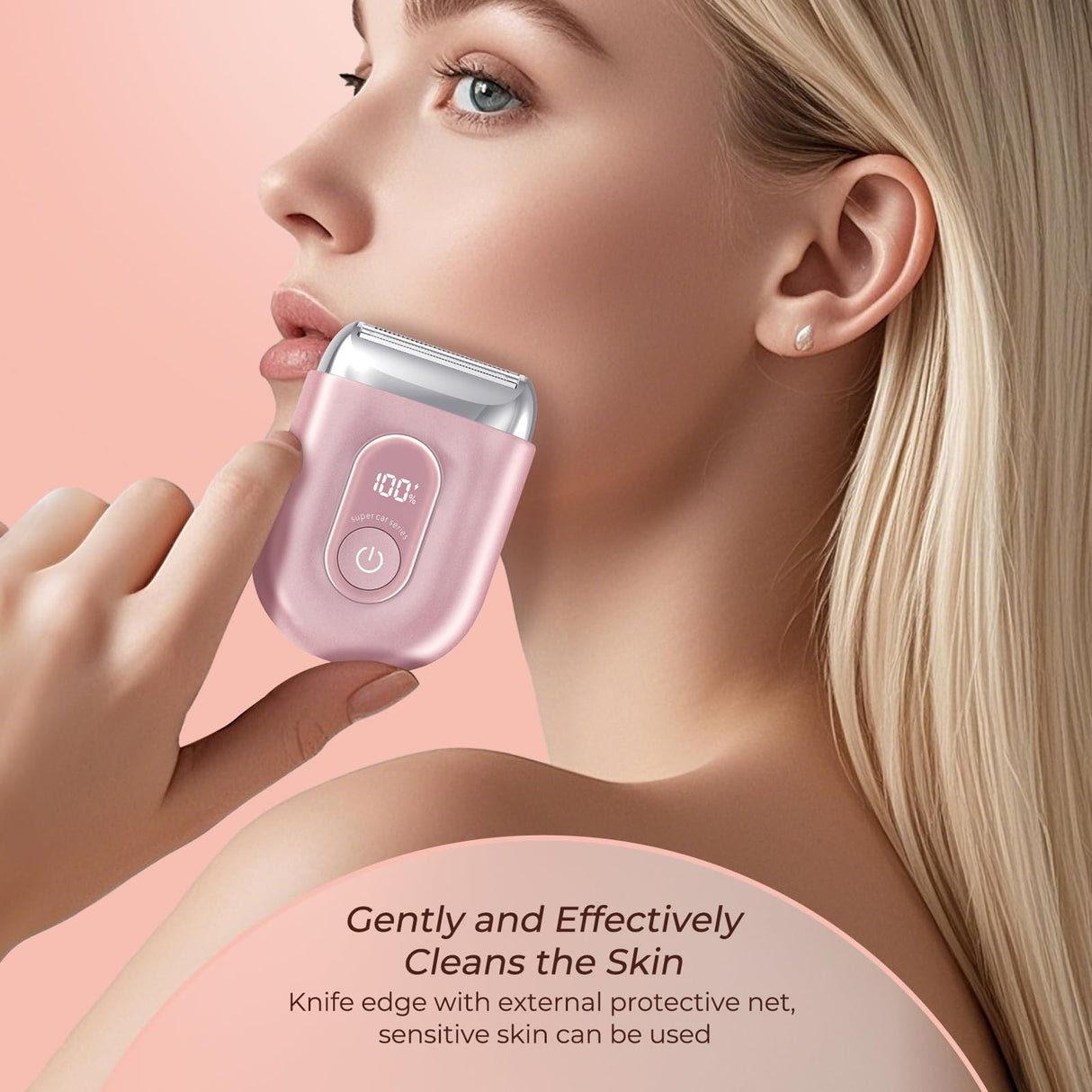 Akunbem Electric Razor for Women - Mini Bikini Trimmer - Shaver for Pubic, Legs, Arm & Body - Painless Hair Removal Device - Cordless Wet & Dry Use