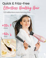 Dekuri Professional Ionic Hair Dryer AC Motor Fast Drying Salon Blow Dryer with Diffuser, Comb, Nozzle, Concentrator, for Curly and Straight Hair, 2 Speed & 3 Heat Setting, Cool Button, Pink